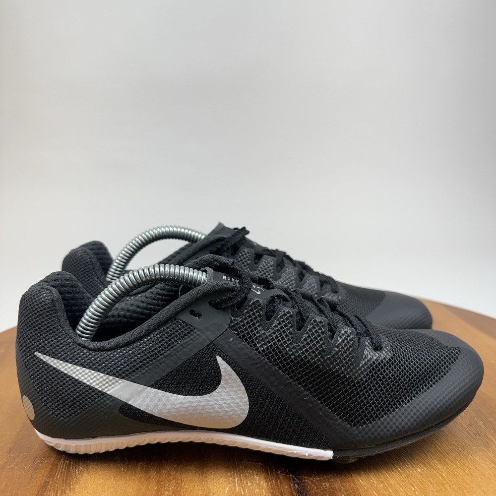 New NWOB Kids Nike Zoom Rival Sprint Black Metallic Silver Track Shoes Size 4.5